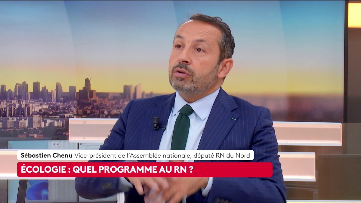 🔴 🗣 "On a une philosophie d'ensemble pour répondre [au réchauffement climatique] : la démondialisation", prône le député RN Sébastien Chenu; qui évoque le localisme, la réindustrialisation pour "éviter des importations massives". #canal16