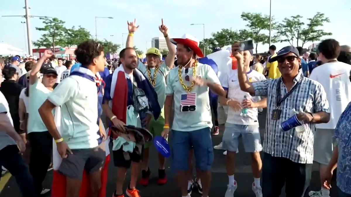 France fans spilled out of New York-New Jersey stadium singing ‘Allez les Bleus!’ after watching Kylian Mbappe net twice to help them to a 3-0 win over Sweden and into the World Cup last 16