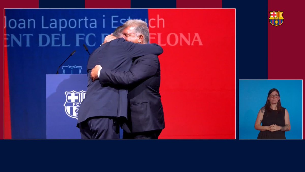 Two members, two friends, two Barça men passing on the baton. Welcome, President Joan Laporta 💙❤️