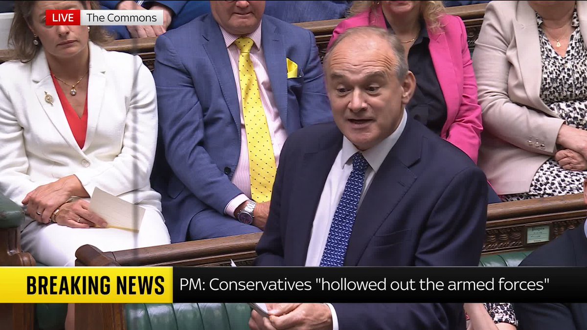 Sir Ed Davey jokes Sir Keir Starmer isn't "the only one struggling for a solid defence plan" ahead of England's World Cup game tonight. Starmer replies he's not sure about the Liberal Democrats leader's gag, saying that one was a "red card".