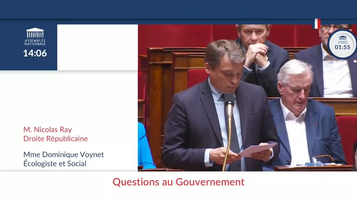 Déplorant que l'énoncé de l'épreuve d'histoire-géo au Brevet ait mentionné le "régime de vichy" plutôt que "l'État français", Nicolas Ray (DR) demande au Gvt de "faire évoluer les programmes" pour que l'Éducation nationale utilise plutôt le second. #DirectAN