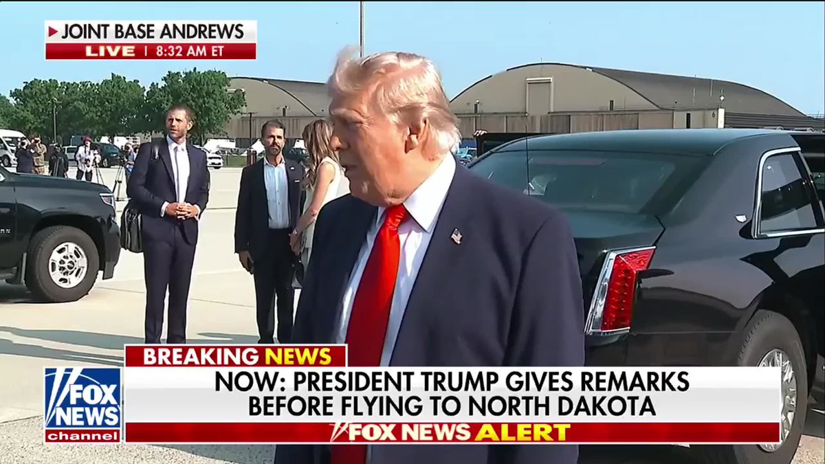 BREAKING: President Trump declares the "denuclearization of Iran is moving along" following intense U.S. military action, while touting a surging stock market and a sharp drop in domestic energy prices. "The oil price is way down. We're down at 68. I see it hit 68 today. That's lower than when I started the, I guess you could call it an attack on Iran so that they never have a nuclear weapon. So the oil price is now lower, the retail prices, the gasoline is coming down rapidly."
