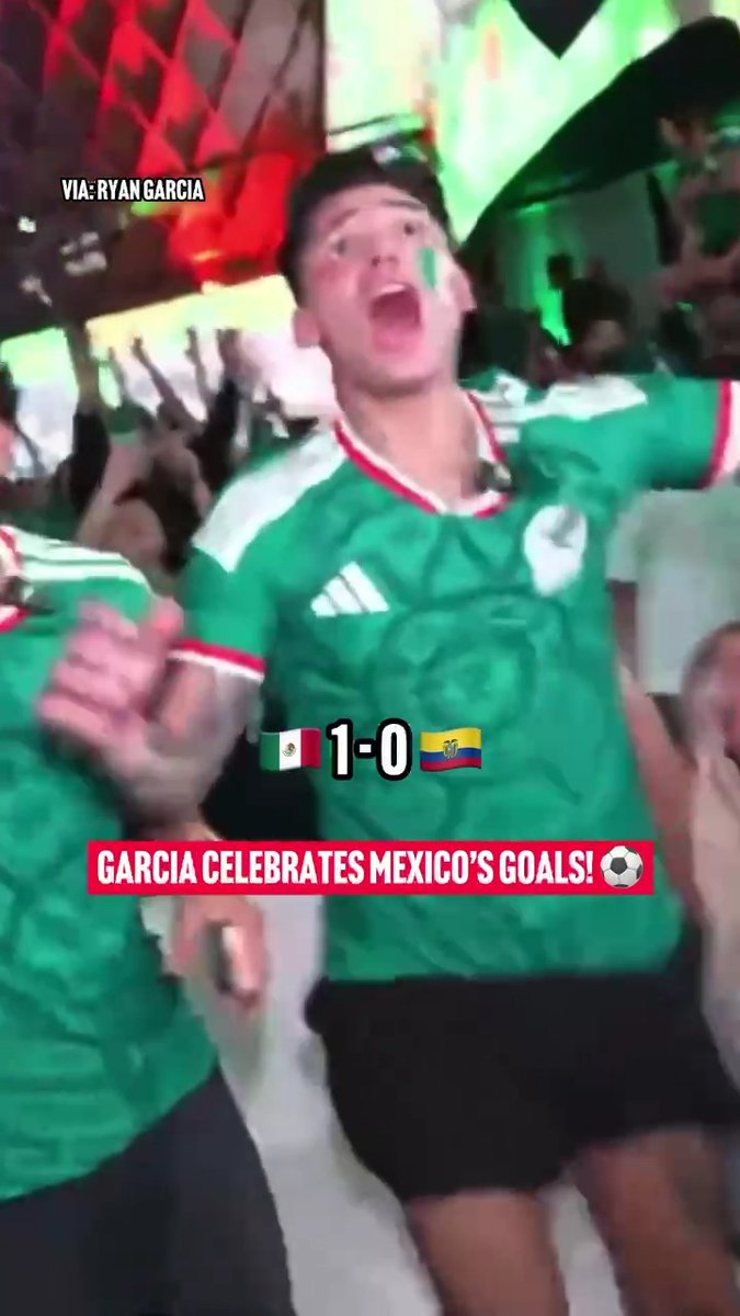 Ryan Garcia was PUMPED after Mexico’s goals that sent them to the next round of the World Cup 🇲🇽⚽
