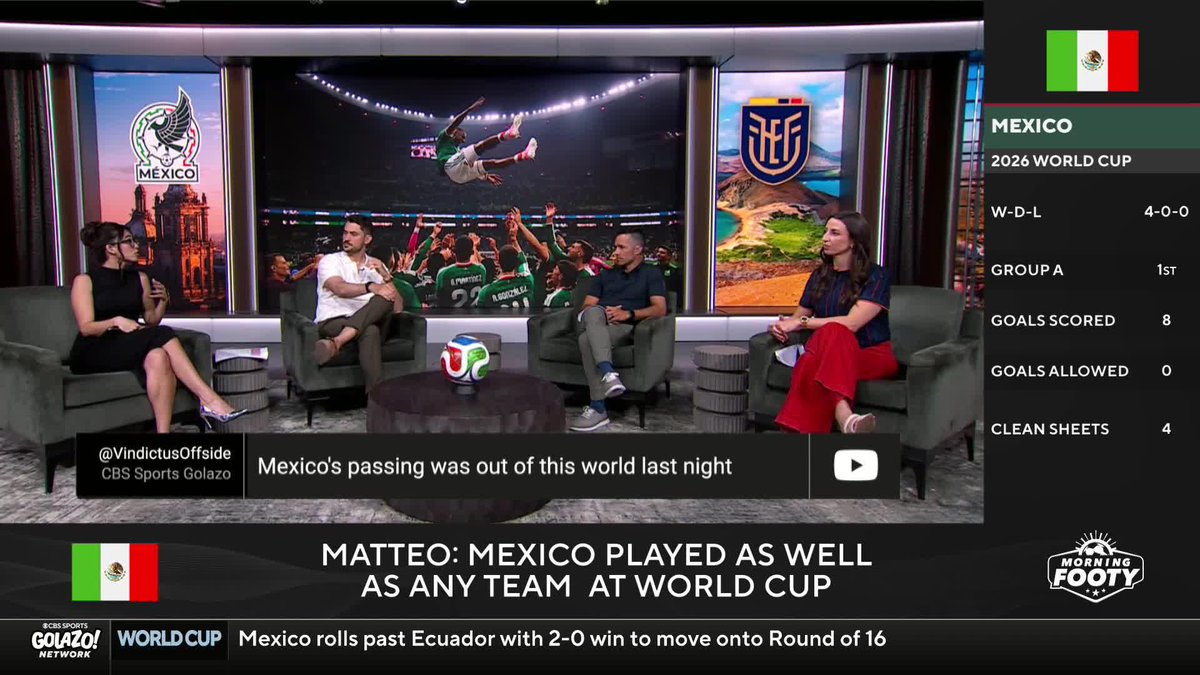 "It was the best I've seen Mexico look for at least 20 years." ✨ Benny Feilhaber and Matteo Bonetti believe Mexico are playing with a level of confidence and quality that makes them a real threat in the knockout rounds 🇲🇽