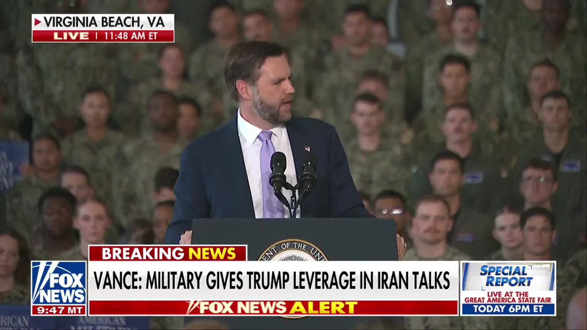 JUST IN: Vice President JD Vance receives a round of applauses from America's military after delivering a fierce message of support to troops in Virginia, promising clear military objectives and unwavering leadership from the White House: "I believe that you have a presidential leadership today that will never ask you to go to war unless he's telling you why you're going to war." "And most importantly, when he sends you to war, he gives you the tools you need to kick the hell out of the enemy and come home safely. That's what you deserve."