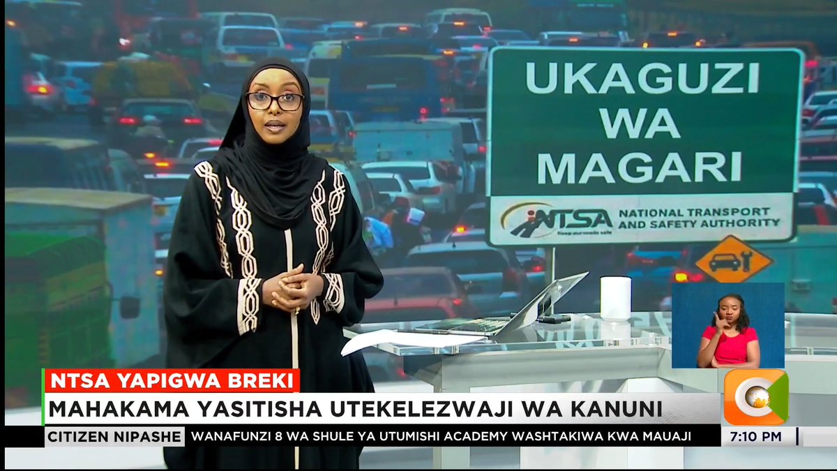 NTSA Yapigwa Breki: Mahakama yasitisha utekelezwaji wa kanuni Ukaguzi wa magari ya kibinafsi umesitishwa Mahakama yasitisha utekelezaji kwa mwaka mmoja Mashirika yalipinga kanuni za NTSA mahakamani #CitizenNipashe