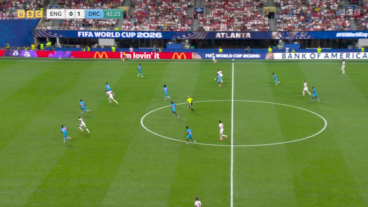 Frustration for England😡 England were left in disbelief after being denied a penalty from this challenge on Harry Kane by Lionel Mpasi.