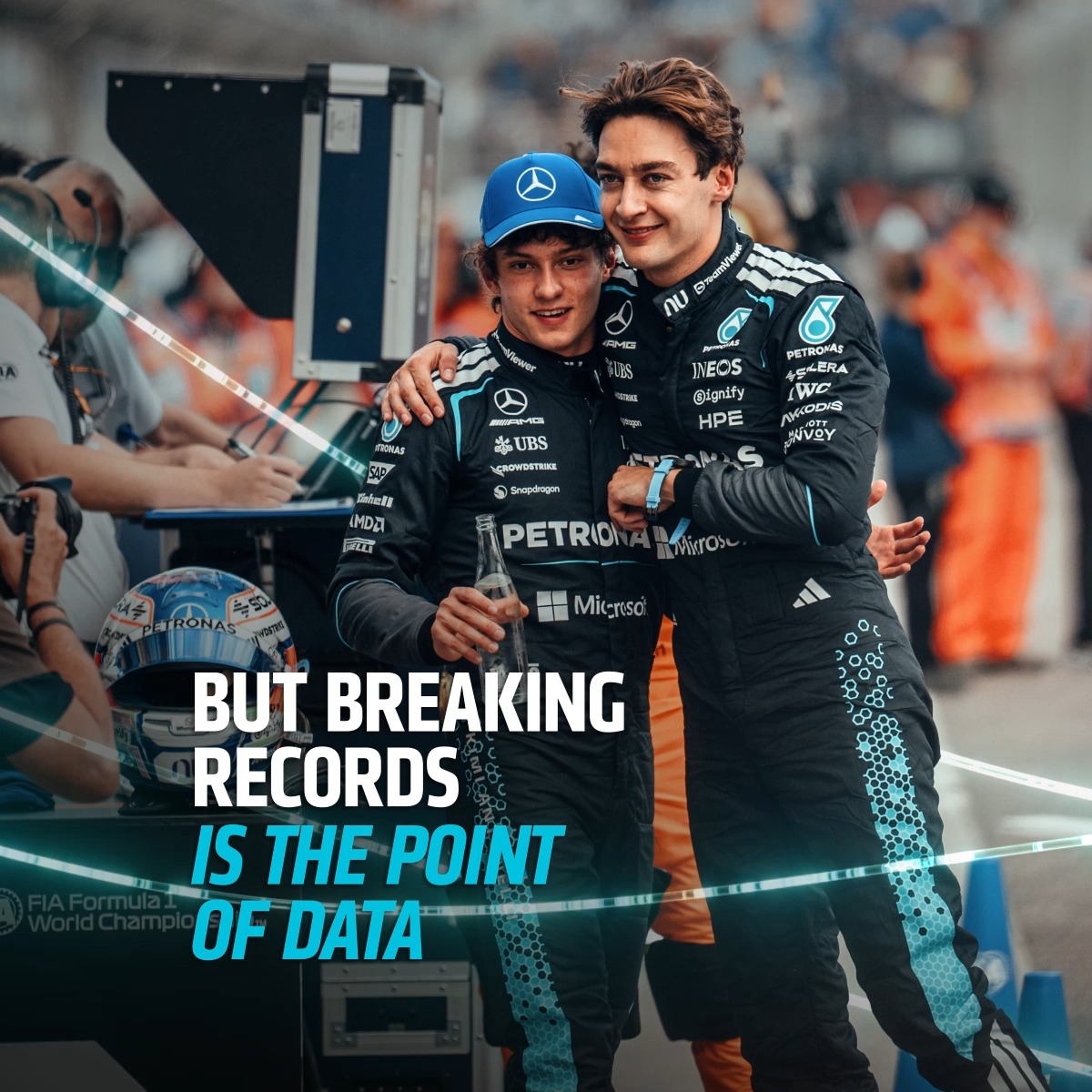 Wishing George Russell, Kimi Antonelli, and the entire Mercedes-AMG PETRONAS F1 Team team good luck at the British Grand Prix this weekend. Here’s to faster insights helping the team chase win number eight.