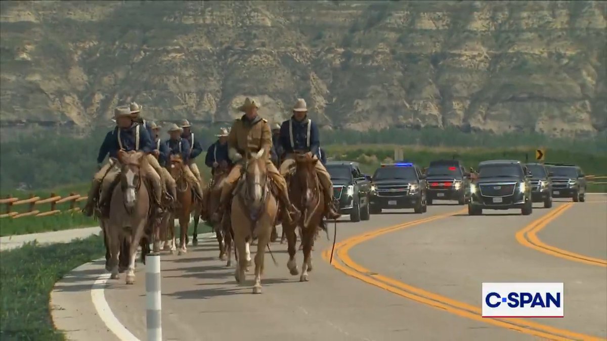 Presidential motorcade in North Dakota.