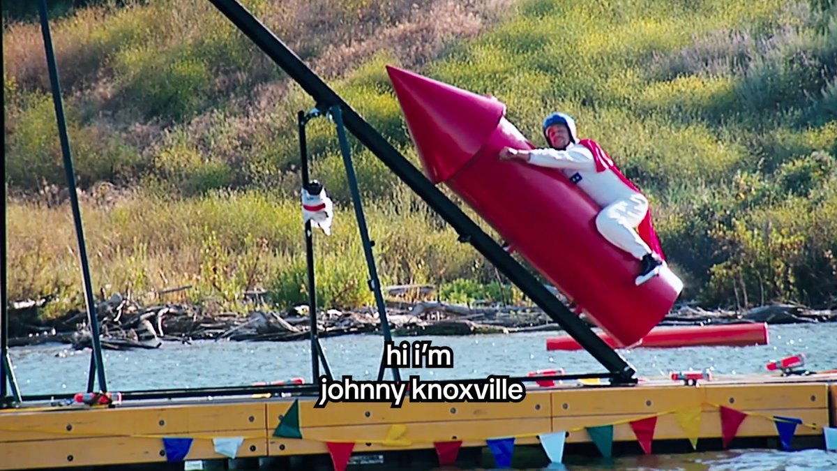 johnny knoxville took jackass to a whole other cartoon level when he boarded this acme-esque red rocket for the moon in 2006. #jackassbestandlast