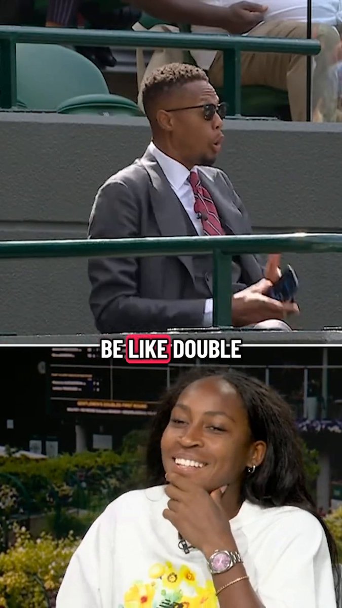 Coco Gauff might've been aiming for Chris Eubanks on this one 😭 Malika Andrews | Christopher Eubanks