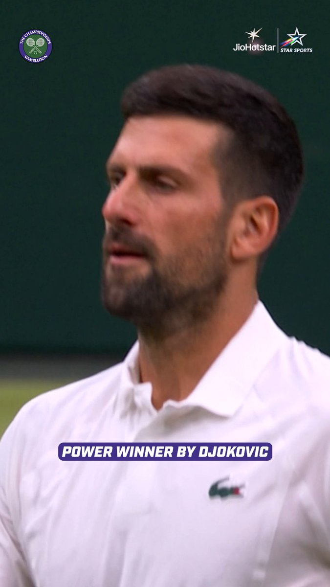Vintage Djokovic. 🎾✨ #NovakDjokovic unleashes a sublime forehand winner, showcasing the precision and timing that have defined his Wimbledon legacy. #Wimbledon 2026 | #Djokovic v #Tsitsipas | LIVE NOW on Star Sports &amp; JioHotstar