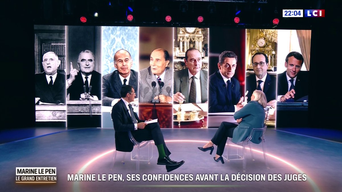 🗣️ Marine Le Pen livre un mot sur chaque président français, dans Le Grand Entretien avec Darius Rochebin