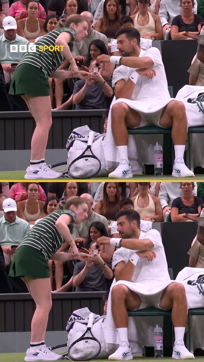 Novak Djokovic had time for a prank with a ball girl during his win over Stefanos Tsitsipas 😂