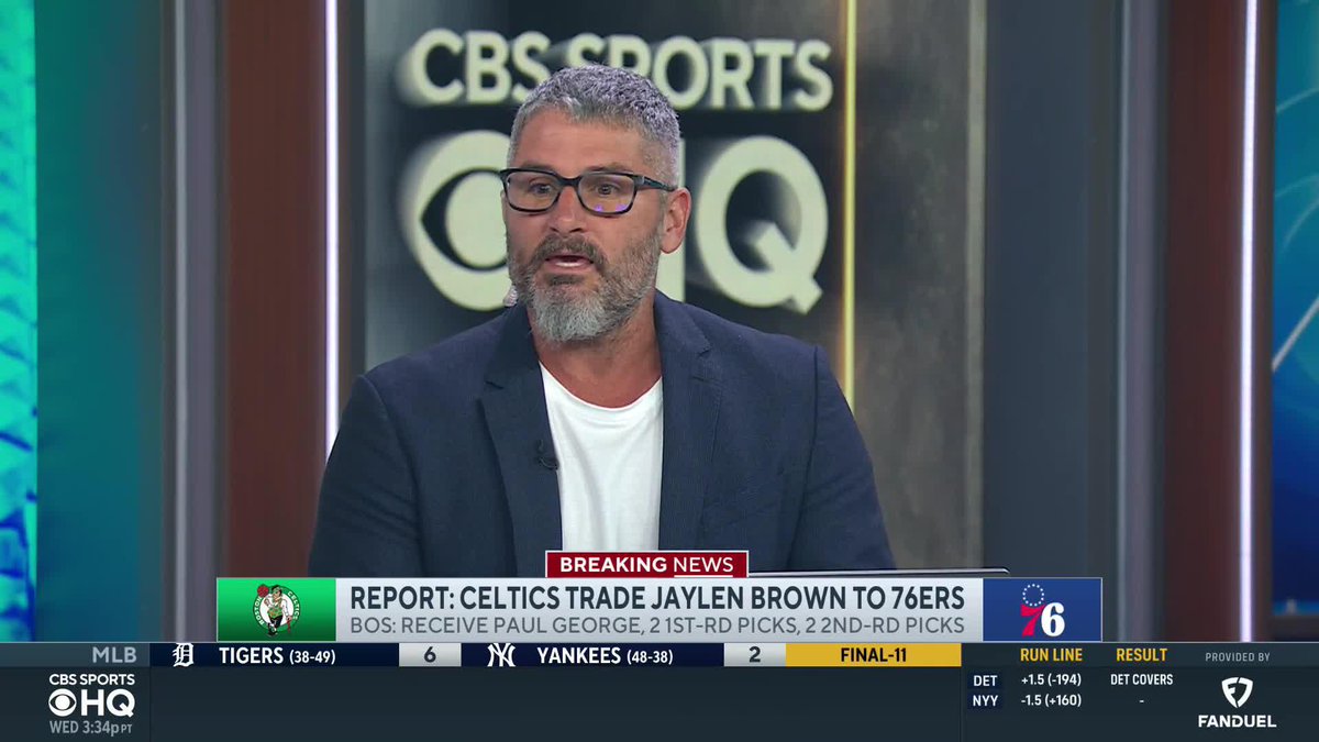 "This is a SHOCKING SHOCKING move." Brad Botkin on the Celtics trading Jaylen Brown to the 76ers.