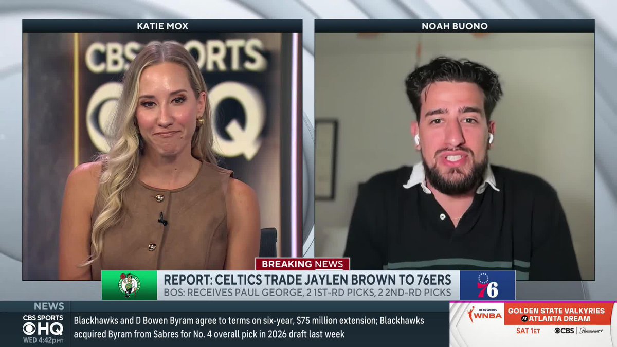 "Everything about it is an F, F, F, F!!!!! grade for the Boston Celtics." Noah Buono (BAW-NOH) 🤌 on the Celtics trading Jaylen Brown to the 76ers.