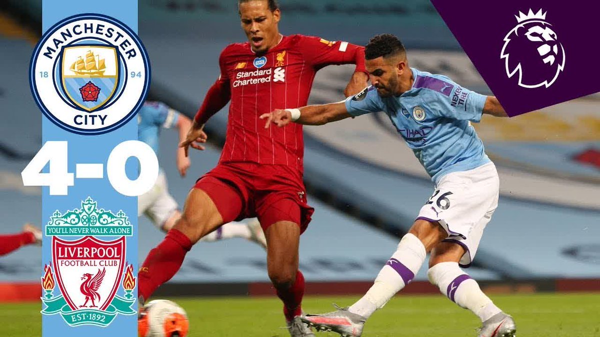 #OnThisDay: #ManCity 4-0 Liverpool [2020] ⚽️ [25' P] Kevin De Bruyne ⚽️ [35'] Raheem Raheem Sterling ⚽️ [45'] Phil Foden ⚽️ [66' OG] Alex Oxlade-Chamberlain