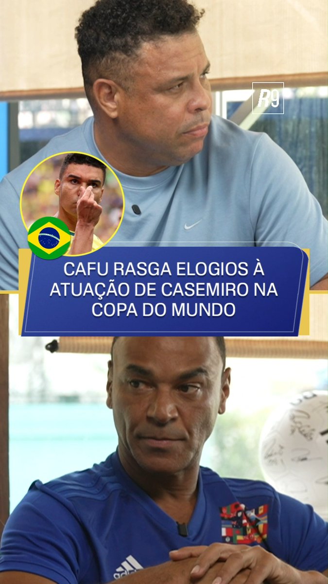 🇧🇷 Cafu, sobre Casemiro: “Tem que recuperar (para o jogo contra a Noruega). É um jogador experiente, um jogador que em momento nenhum se desesperou. É essa experiência que nós precisamos na Copa do Mundo. Copa do Mundo é isso!” Ronaldo: “Pra mim, o Casemiro jogou mal contra o Marrocos e depois só jogou bem. Evoluiu e encontrou seu posicionamento de sempre. Está parecido com o seu grande momento no Real Madrid e agora no Manchester United. Está muito, muito bem.” 🎥 Reprodução/Resenha do 9 | Ronaldo Nazário