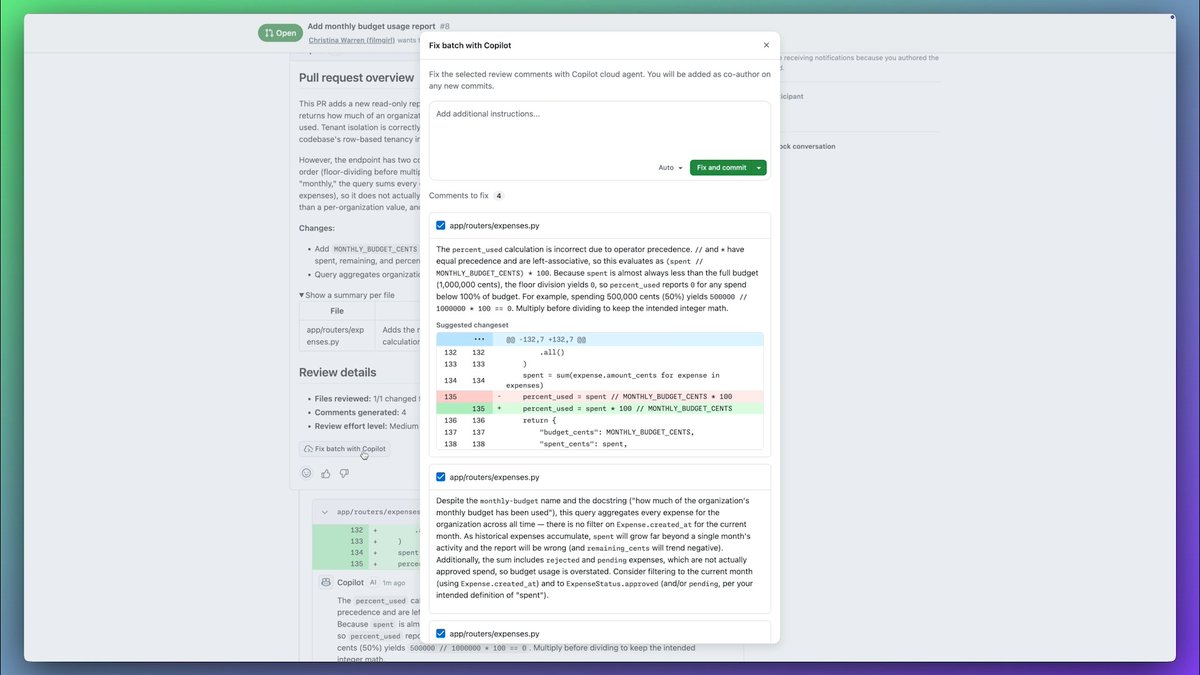 Medium-depth reviews are now in public preview for GitHub Copilot code review. Increase the effort level from low to medium so reviews route to a higher-reasoning model for more thorough analysis. 🔍 Here's how to use it ⬇️