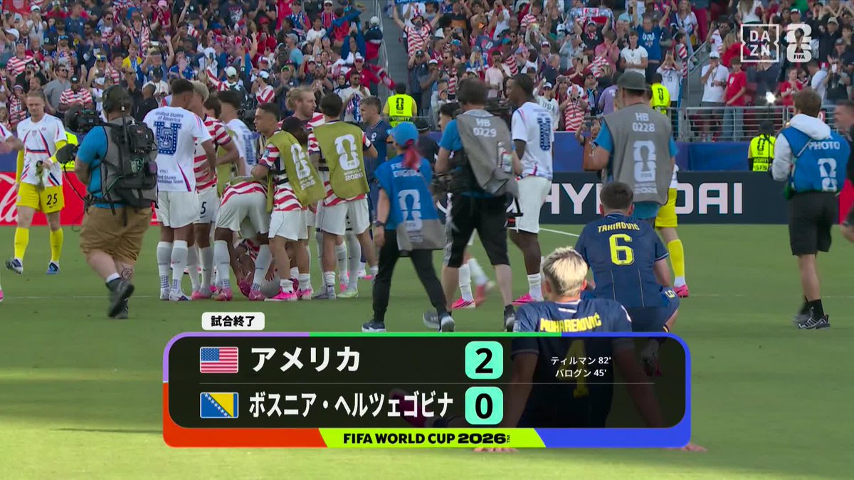 開催国の意地🇺🇸 後押しを受けて戦った アメリカがベスト16入り👏 🏆️#FIFAワールドカップ ラウンド32 🆚アメリカ×ボスニア・ヘルツェゴビナ 📱#DAZN ライブ配信中 #本気で楽しむならDAZN コカ・コーラ