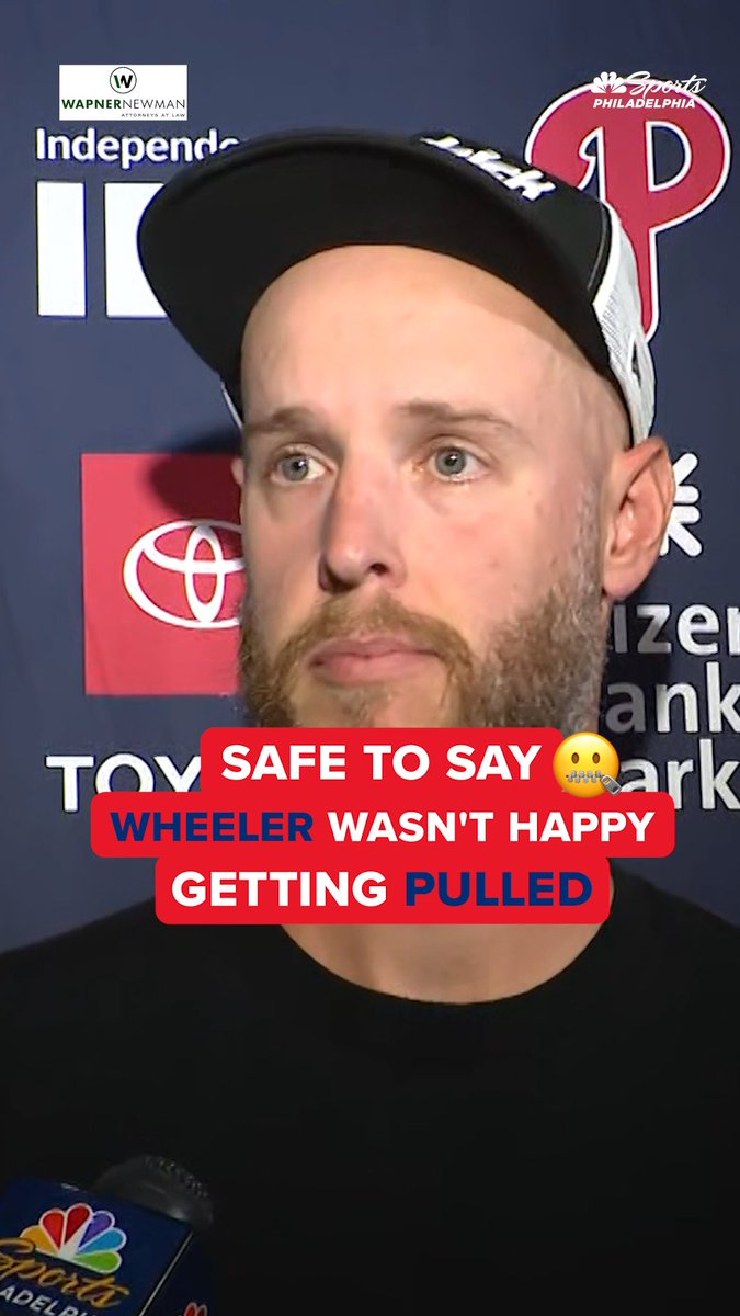 "Obviously, feel like I've earned that." 😳 Zack Wheeler let his feelings be known after being pulled in the fifth inning. | Wapner Newman