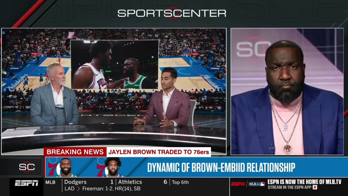 Shams on the Jaylen Brown trade: "Sixers president reached out to the Celtics made offers in recent weeks...the Celtics had such a high bar on a deal. They were thinking if you're gonna trade us Paul George we need 4 firsts, 5 firsts, we need a player like a VJ Edgecombe. That was the bar that was set early. There were other teams around the league that might of stopped conversations or moved on to do other deals but the Sixers stayed with it...they stuck around and at the end of it, they were the last team standing today"
