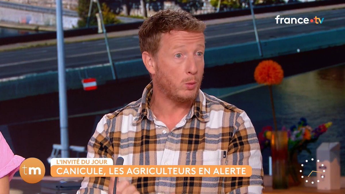 🗣️ "Une vache est en stress thermique à partir de 20°C. (...) On peut perdre entre 20% et 30% de la production laitière d'une vache." 🐄 Etienne Fourmont Etienne Agri, agriculteur dans la Sarthe et Youtubeur, fait état des conséquences de la canicule sur ses animaux. #Telematin