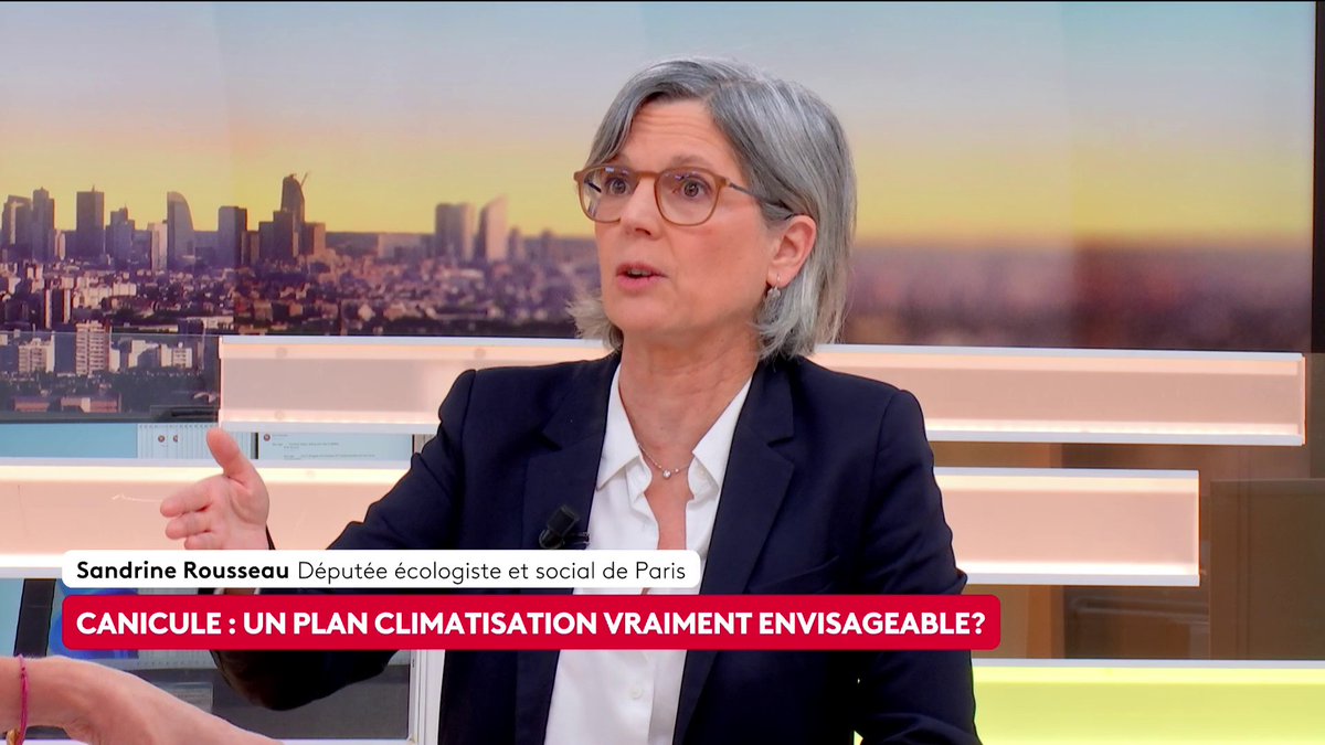 🔴 🗣 "Oui dans les écoles, il va sans doute falloir, quand il n'y a pas d'autres solutions, mettre quelques climatiseurs (...) on ne va pas laisser les enfants mourir de chaud", lance Sandrine Rousseau, députée écologiste, qui pointe la responsabilité du capitalisme. #canal16