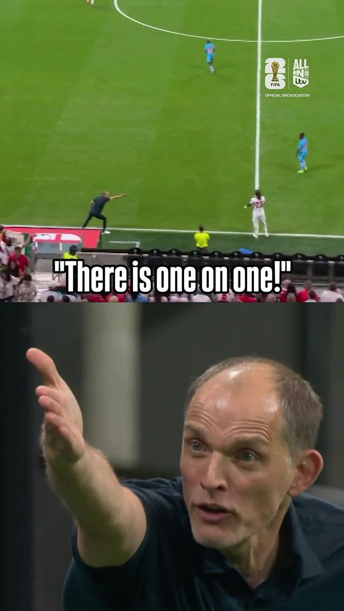 🏴󠁧󠁢󠁥󠁮󠁧󠁿 For the second time during this World Cup, Thomas Tuchel gets very animated with the tactical instructions for Djed Spence. 🗣️ Tuchel: "Djed! There is a one-on-one! PLAY UP FRONT!"
