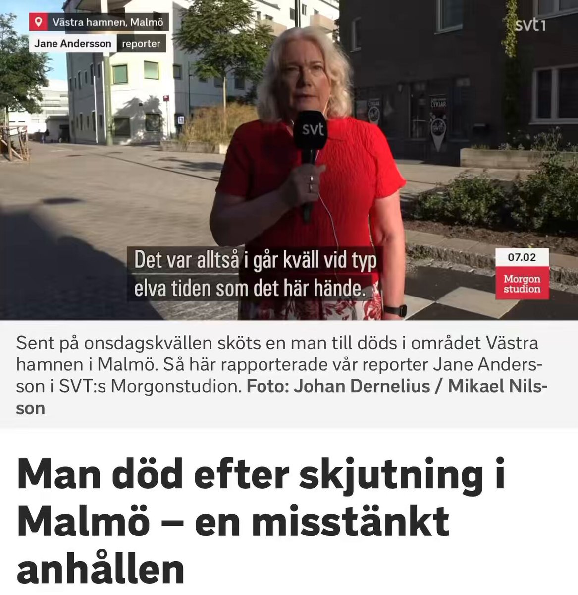 Det som hände i Västra Hamnen i Malmö i natt är ett definitivt kvitto på en sak: Det finns inga säkra zoner kvar i Sverige 2026. När skotten dånade strax efter klockan 23 igår kväll var det inte i ett så kallat "utsatt område". Det var mitt i Malmös absoluta skrytbygge. Bland havsutsikt, lyxiga strandpromenader och bostadsrätter för fem, tio, femton miljoner. Det är här den svenska överklassen har "köpt sig fria" från otryggheten i tron att plånboken kunde fungera som en sköld mot våldet. Men i natt sprack den sista trygga bubblan fullständigt. Medan polisen spärrade av lyxkvarteren och jagade med drönare för att till slut gripa 30-åringen, var det bara att lyfta på hatten för statens värdegrundsarbete. Efter decennier av genusbudgetar och "Sluta skjut"-kampanjer har man lyckats med det omöjliga: att integrera våldet så djupt att det nu äter sig in i precis varje vrå av vårt samhälle. Undrar vilket fika-möte staten planerar att boka in nu för att lösa det här? Tror ni på en ny "Sluta skjut"-broschyr eller räcker det med en arg lapp i trappuppgången? Vad tror ni?