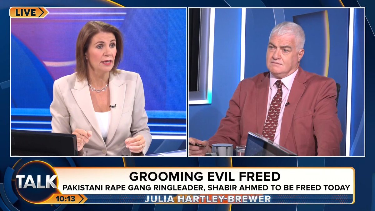🚨"If you are convicted of child rape, you come out in a box... There's no rehabilitation!" Julia Hartley-Brewer's furious outburst over the Pakistani grooming gang ringleader who is due to be freed from prison today. Julia Hartley-Brewer