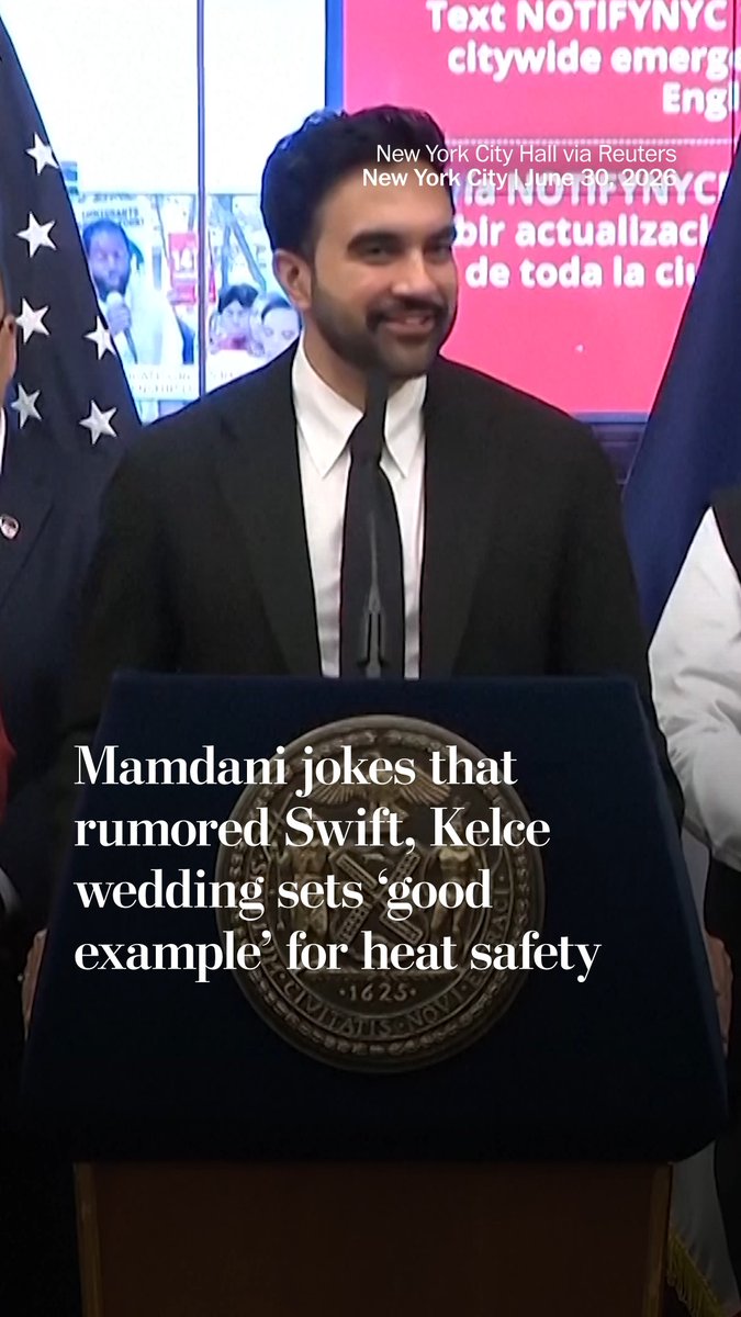 In preparation for record-setting temperatures expected this week, New York Mayor Zohran Mamdani joked that Taylor Swift and Travis Kelce's suspected wedding indoors at Madison Square Garden sets a “good example” for heat safety in the city.