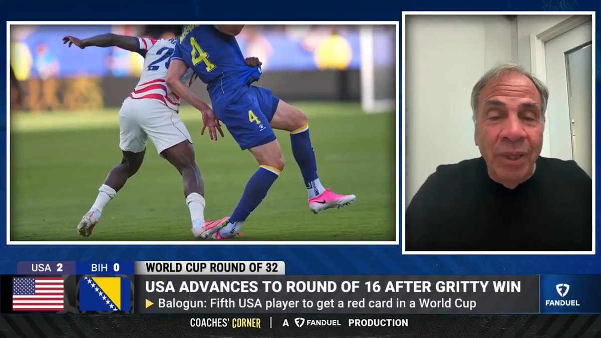 Bruce Arena says Folarin Balogun could've BROKEN THE ANKLE of the Bosnia player and deservedly received a red card 🟥 "That's a DANGEROUS play." Rob Stone | #USMNT