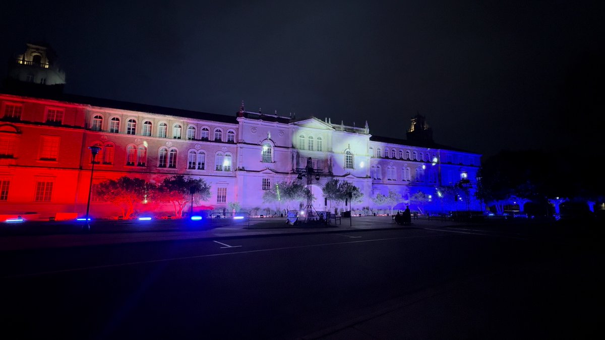 A sneak peek 👀🇺🇸🦅 Our Independence Day light show starts tonight and runs through July 4! The display will run every 15 minutes from 9 p.m. to midnight. Tonight will also feature a guest appearance from the Masked Rider from 9:15-10:15 p.m. This is a free event and is open to the public. For pedestrian safety, traffic to Memorial Circle and the Engineering Key will close nightly at 6 p.m. On-campus parking in the R7, R13, R14 and Z1 lots is readily available and convenient for a short walk to the Administration Building. Please note, this experience contains bright and flashing lights, which may affect photosensitive individuals.
