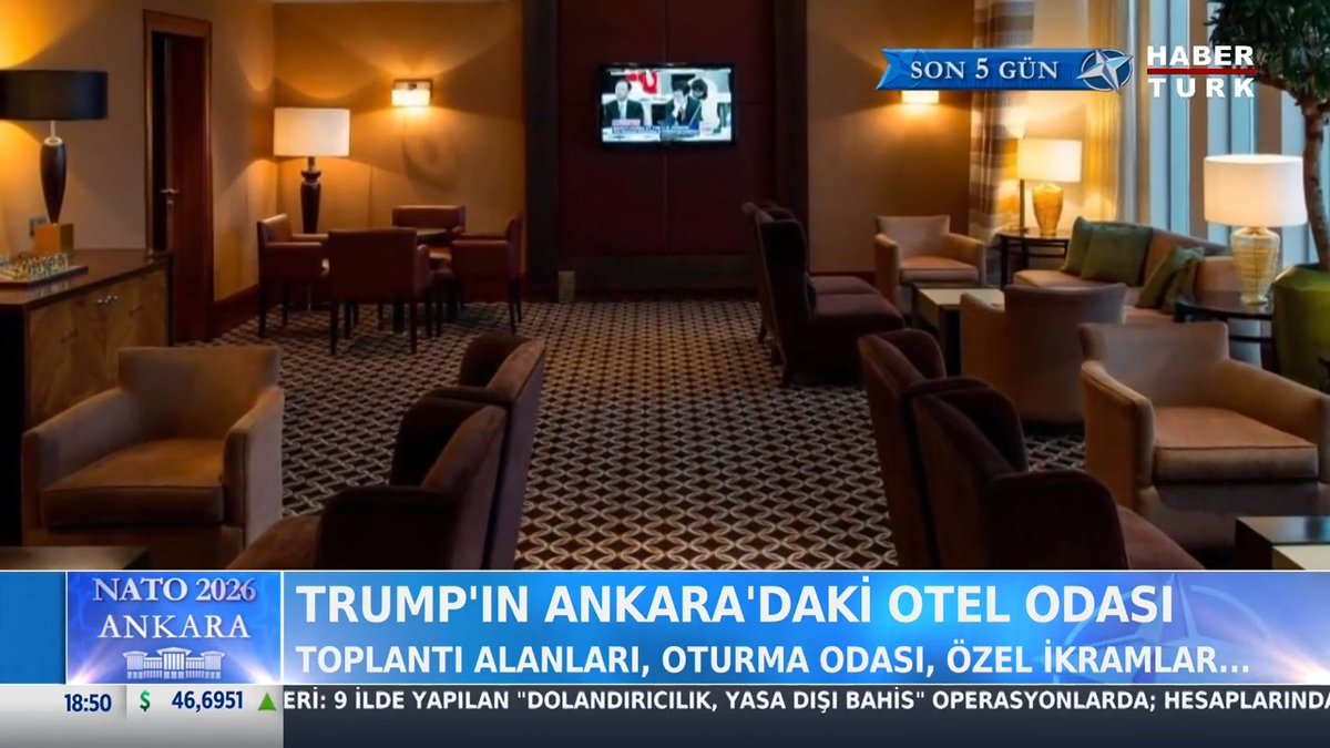 📌Trump'ın Ankara'daki otel odası: Toplantı alanları, oturma odası, özel ikramlar... Keskin nişancılar görev yapacak, otelde kuş uçurtulmayacak.