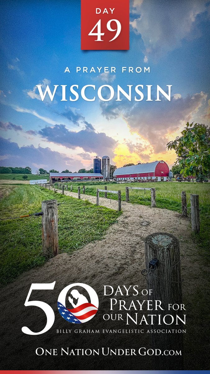 I believe in the power of prayer! Pray with us now on DAY 49 of 50 Days of Prayer for America with Pastor Matt Morton of WISCONSIN Let us know you’re praying in the comments below, and go to for all 50 videos and more… #OneNationUnderGod #50Days50States50Prayers BGEA