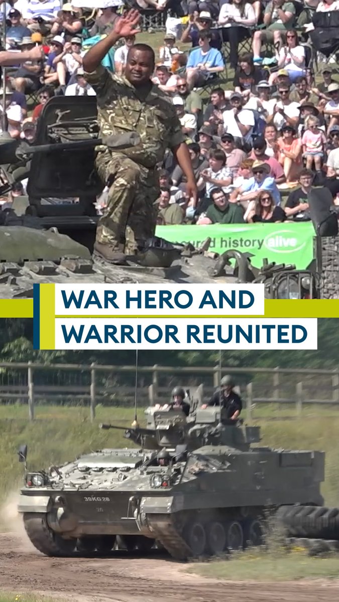 "It takes me back to the battlefield"🗣️ This was the emotional moment, Victoria Cross-holder WO1 Johnson Beharry, got behind the wheel of his old Warrior after 22 years🛞 Learn his story here🔗⬇️