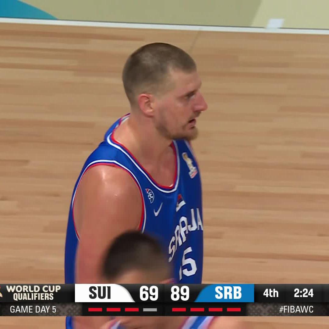 Nikola Jokic doing things in the 'most-Nikola-Jokic' way. 🇷🇸 📊 22 PTS | 14 REB | 7 AST #FIBAWC | #StepItUp