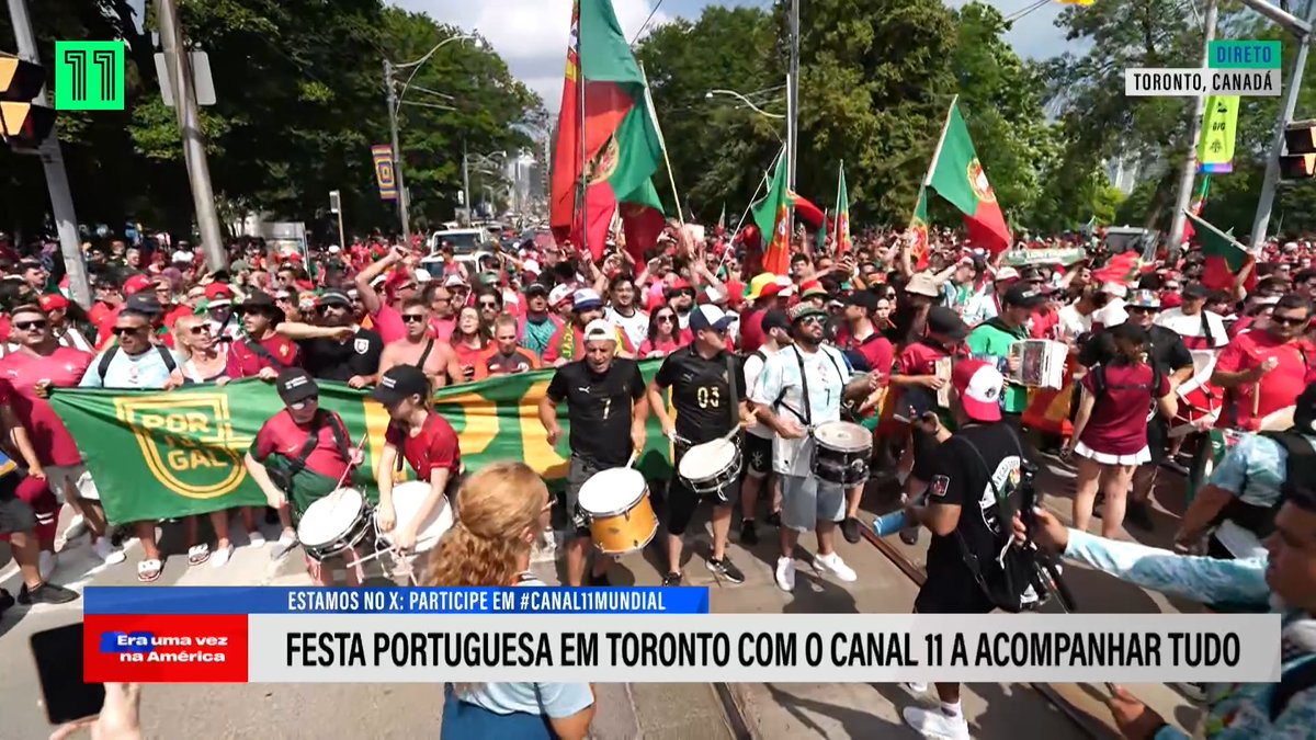 “Muitos destes rostos que aqui estão são portugueses que não têm bilhete mas que dizem presente, numa manifestação de amor ao seu país.” 📌 O Canal 11 a levar até si as melhores imagens dos adeptos portugueses em Toronto, antes do Portugal x Croácia #Canal11 #Canal11Mundial