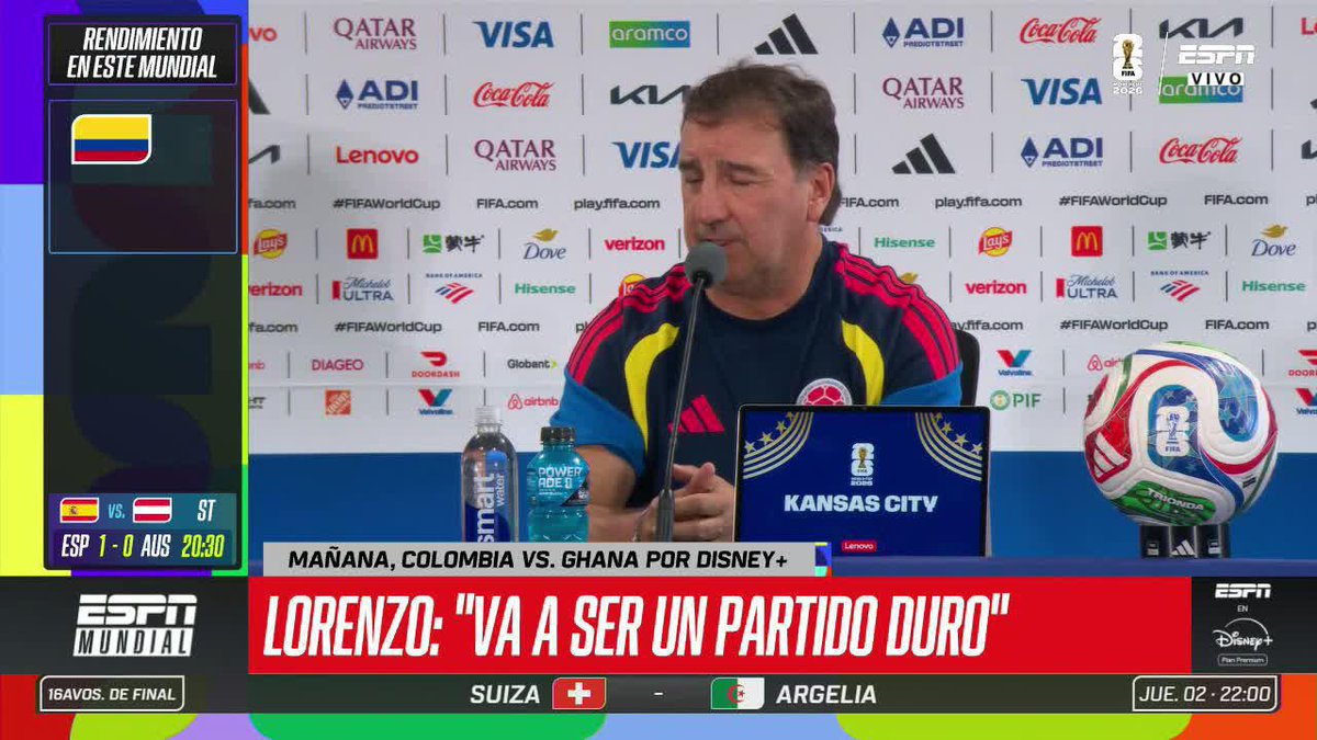 Néstor Lorenzo sobre el favoritismo de Colombia 🤔 🎙️: "Prefiero no estar en ese lugar de favorito, el equipo ha aprendido a jugar con ese peso". #ESPNMundial 📺 Mira los mejores partidos de la #FIFAWorldCup por ESPN, en el Plan Premium de #DisneyPlus