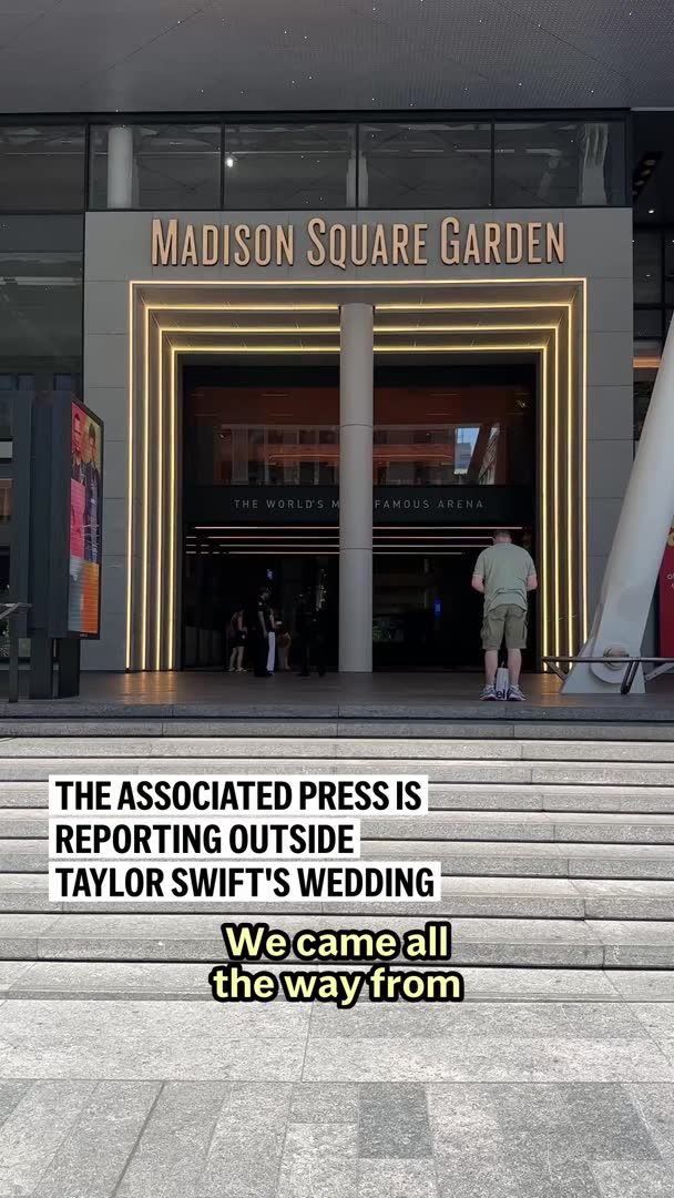 Taylor Swift and Travis Kelce’s wedding is slated to begin at 5 p.m. Friday at New York’s Madison Square Garden and could last until 4 a.m. the next morning. The Associated Press is outside, even in a heat wave, to deliver the latest updates on what some are calling "America's royal wedding." Video by Ted Shaffrey Produced by Kiki Sideris