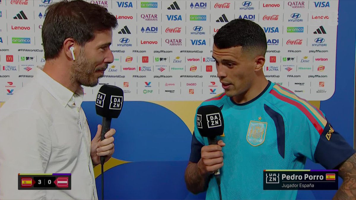 "Es el sueño por el que uno trabaja desde bien pequeñito" 🥹 Pedro Porro, uno de los nombres del pase de España a octavos de final #DAZNMundial #FIFAWorldCup