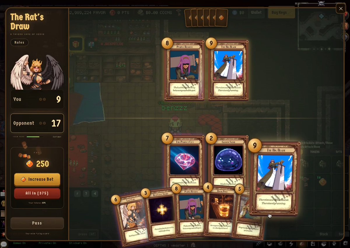 HIGH STAKES CARD GAMES IN Cambria ? Get your Pendant Crux (get Weekly Packs!) from Mina in game before the Auction ends tomorrow!! (disclaimer: early design work / concept)