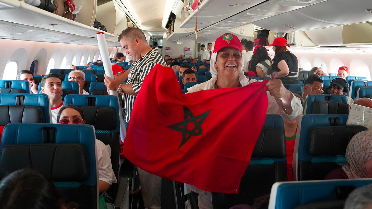 Mondial 2026: dans l’avion pour Houston, les supporters des Lions de l’Atlas 🇲🇦 donnent déjà de la voix