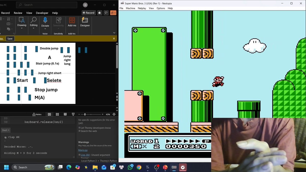 X Black Spy spent 5 hours clapping in Morse code just to beat World 1-1 of Super Mario Bros. 3 👏
