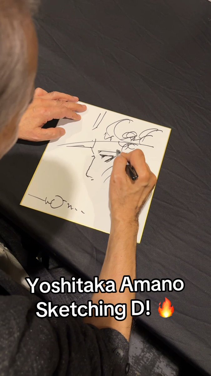 The legendary Yoshitaka Amano sketching D of Vampire Hunter D at Anime Expo! #AnimeExpo #darkhorsecomics