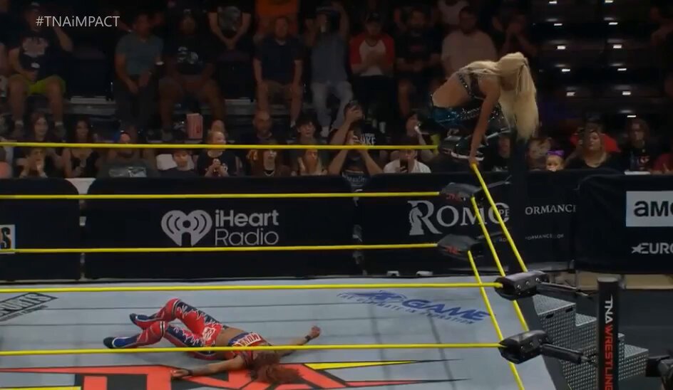 MOONSAULT FOR THE WIN!! ✔️ Mara Sadé advances to the next round! #TNAiMPACT #TNAonAMC Mara Sadé