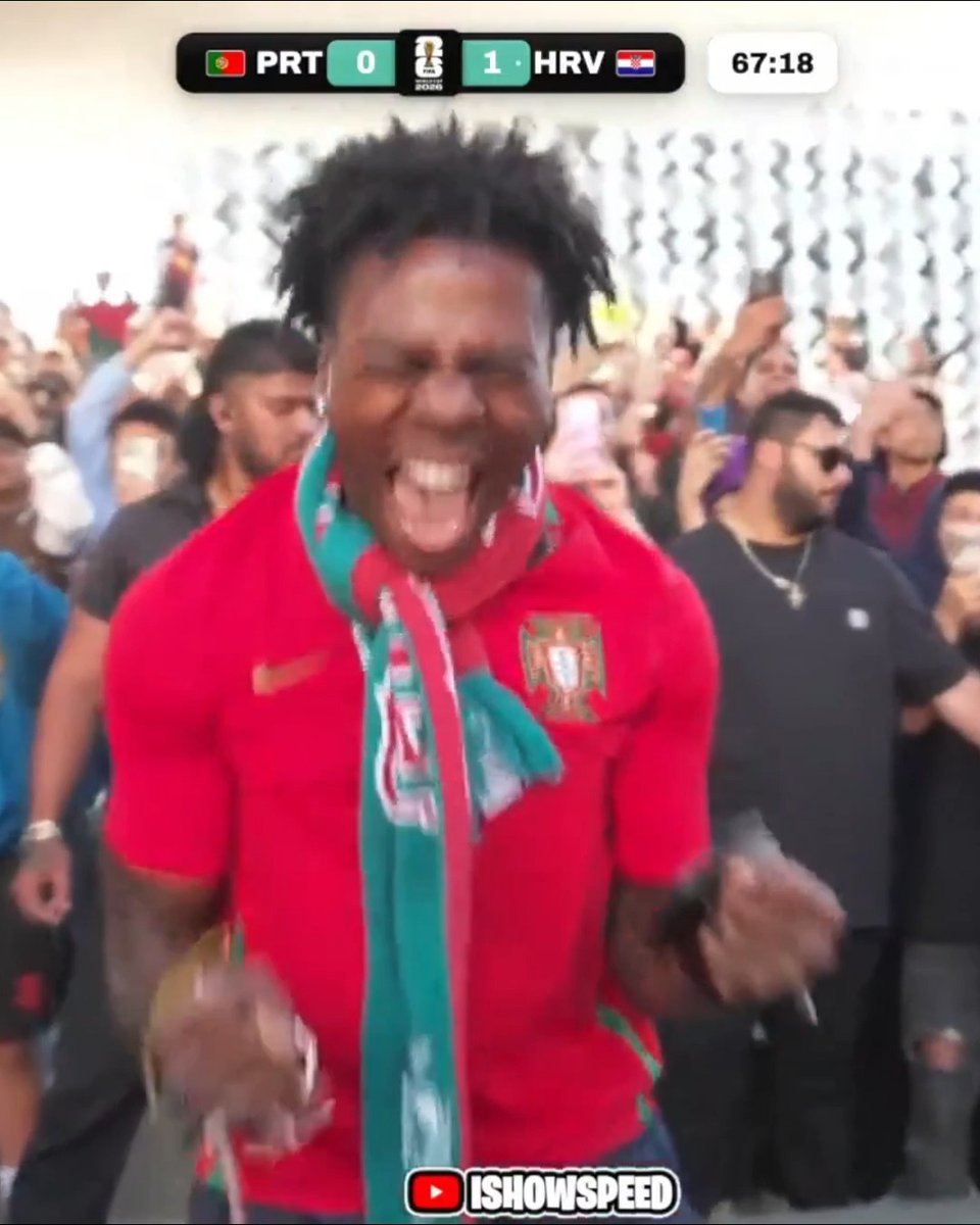 Speed no pudo llegar a Toronto para el partido de Portugal, pero así reaccionó al gol de Cristiano y al de Goncalo Ramos. 🇵🇹 😅 Vía ishowspeed/YT