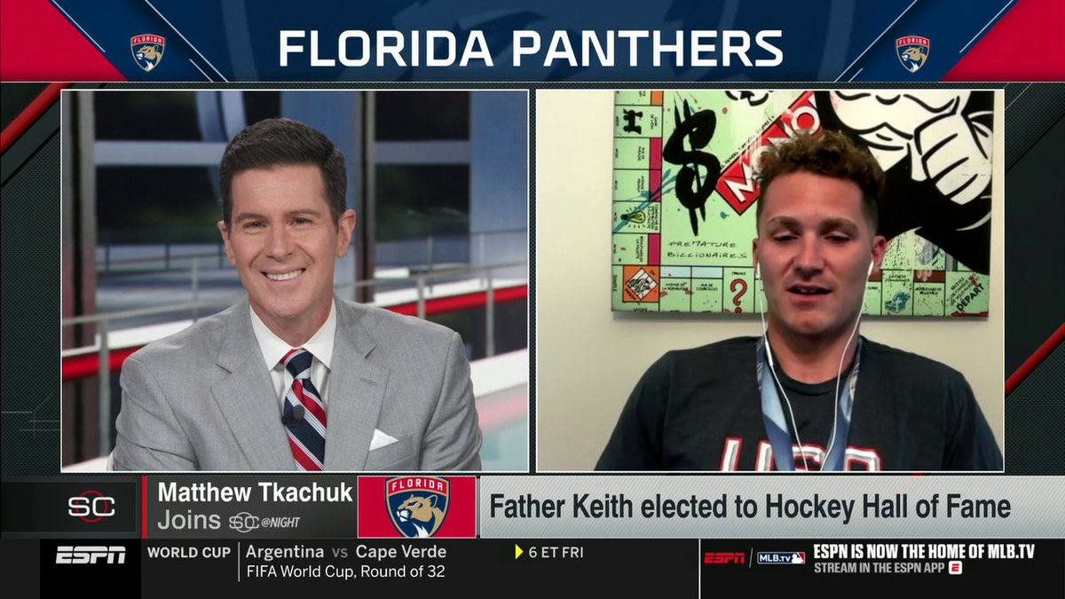 "Forget what he did on the ice, it's how many people's lives he touched off the ice. ... I'm so happy that he's in [the Hockey Hall of Fame]." Matthew Tkachuk joins SportsCenter and speaks on the legacy his dad, Keith, has made 🏒