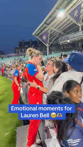 Lauren Bell gets emotional and hugs her family in the stands after the Semi Final win. ❤️